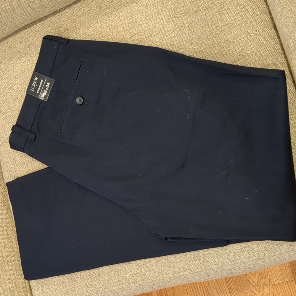J. Crew Navy Flex straight flat front Chino W36xL34 NWT